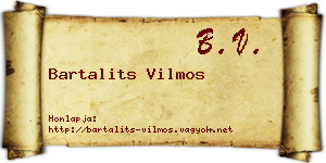 Bartalits Vilmos névjegykártya